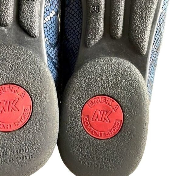 Sabrinas Blue Leather Snakeskin Ballet Comfort Flats Shoes Slip-On Size 38 - Picture 9 of 11